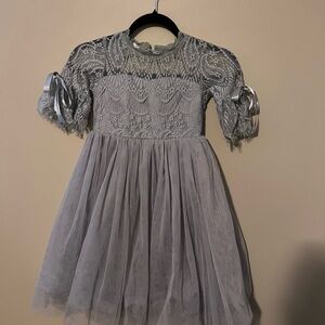 Trish Scully Gray Lace Girls Dress - Size 7